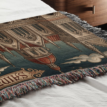 CalmNestStyle Saint George Parchment Scroll jacquard woven blanket