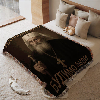 Patriarch Pavle Blanket with Religious Iconography Design