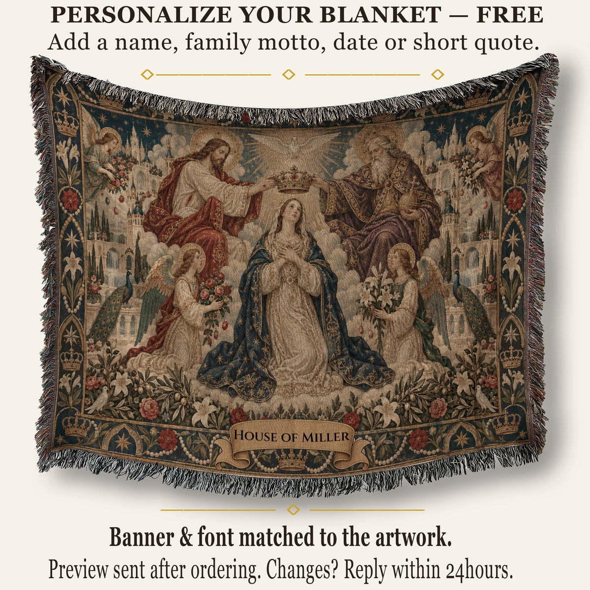 CalmNestStyle The Coronation of Mary jacquard woven blanket