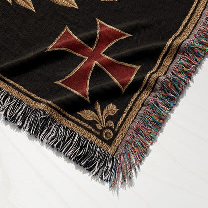 CalmNestStyle Sigillum Militum Xpisti Templar Seal in Gold jacquard woven blanket