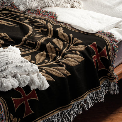 CalmNestStyle Sigillum Militum Xpisti Templar Seal in Gold jacquard woven blanket