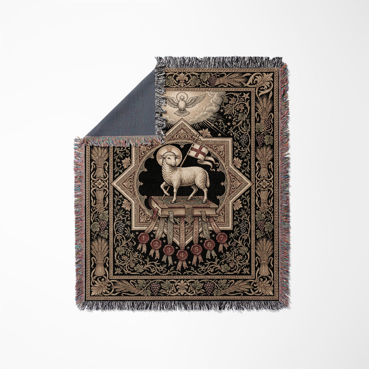CalmNestStyle Sacred Lamb & Dove Art Woven Blanket jacquard woven blanket