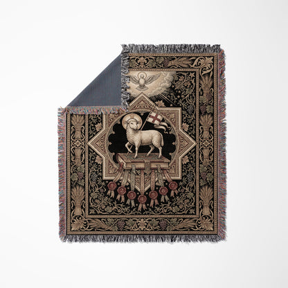 CalmNestStyle Sacred Lamb & Dove Art Woven Blanket jacquard woven blanket