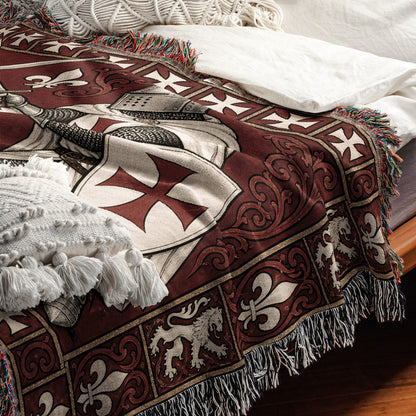 MyDesigns Knight Duel Woven Blanket – Knights Templar Sword Fight Medieval Throw jacquard woven blanket