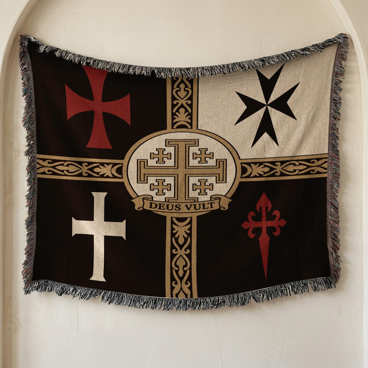 MyDesigns Ancient Orders I Deus Vult Night jacquard woven blanket