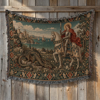 CalmNestStyle Saint George Guardian at Dawn jacquard woven blanket