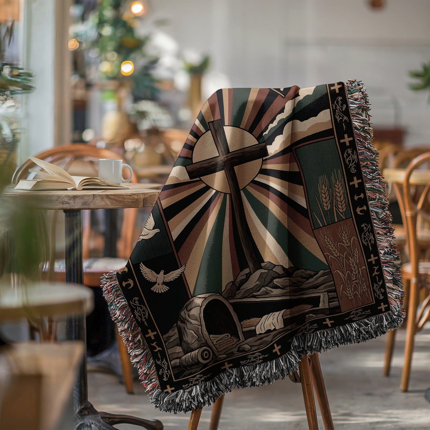 Christian Cross and Resurrection Design Blanket