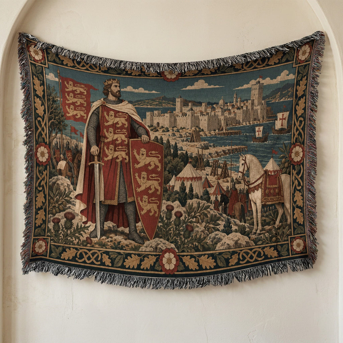 CalmNestStyle Richard the Lionheart at Acre jacquard woven blanket