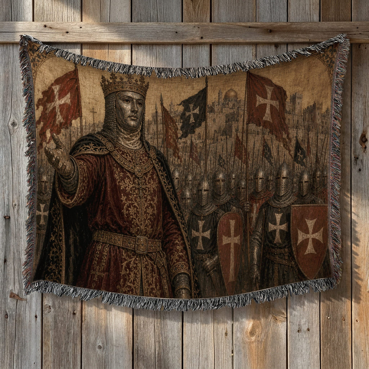 CalmNestStyle Baldwin IV and the Templar Army jacquard woven blanket