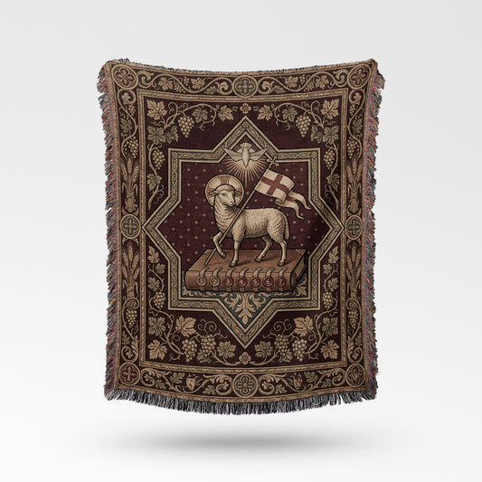 CalmNestStyle Agnus Dei Tapestry Woven Blanket jacquard woven blanket