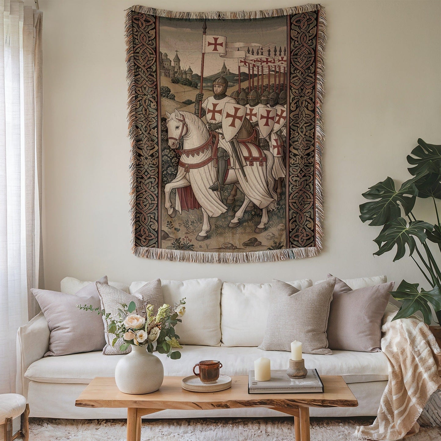 Medieval Knights Tapestry With Historical Scene