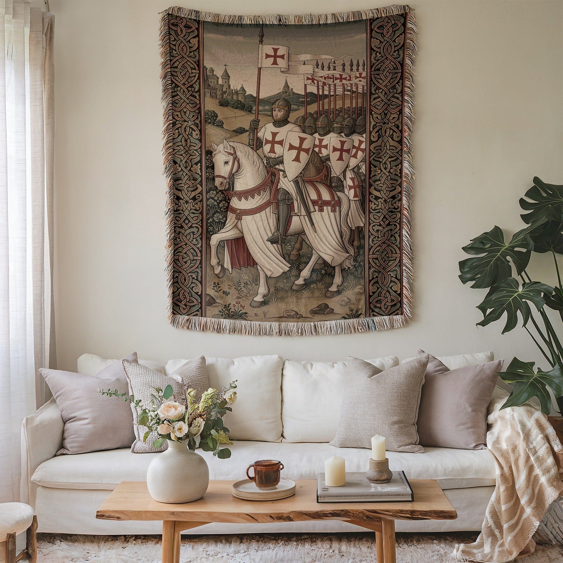 Medieval Knights Tapestry With Historical Scene