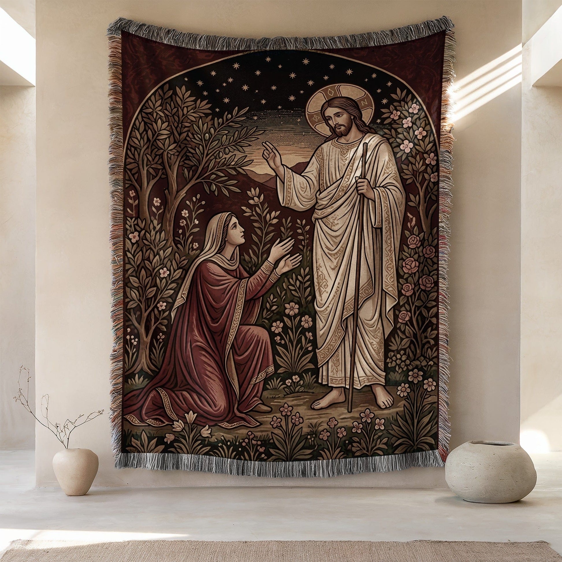 Religious Art Tapestry with Jesus and Mary Magdalene