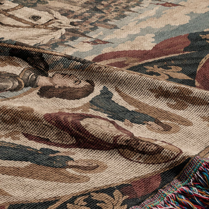 CalmNestStyle Joan of Arc and the Lily Banner jacquard woven blanket
