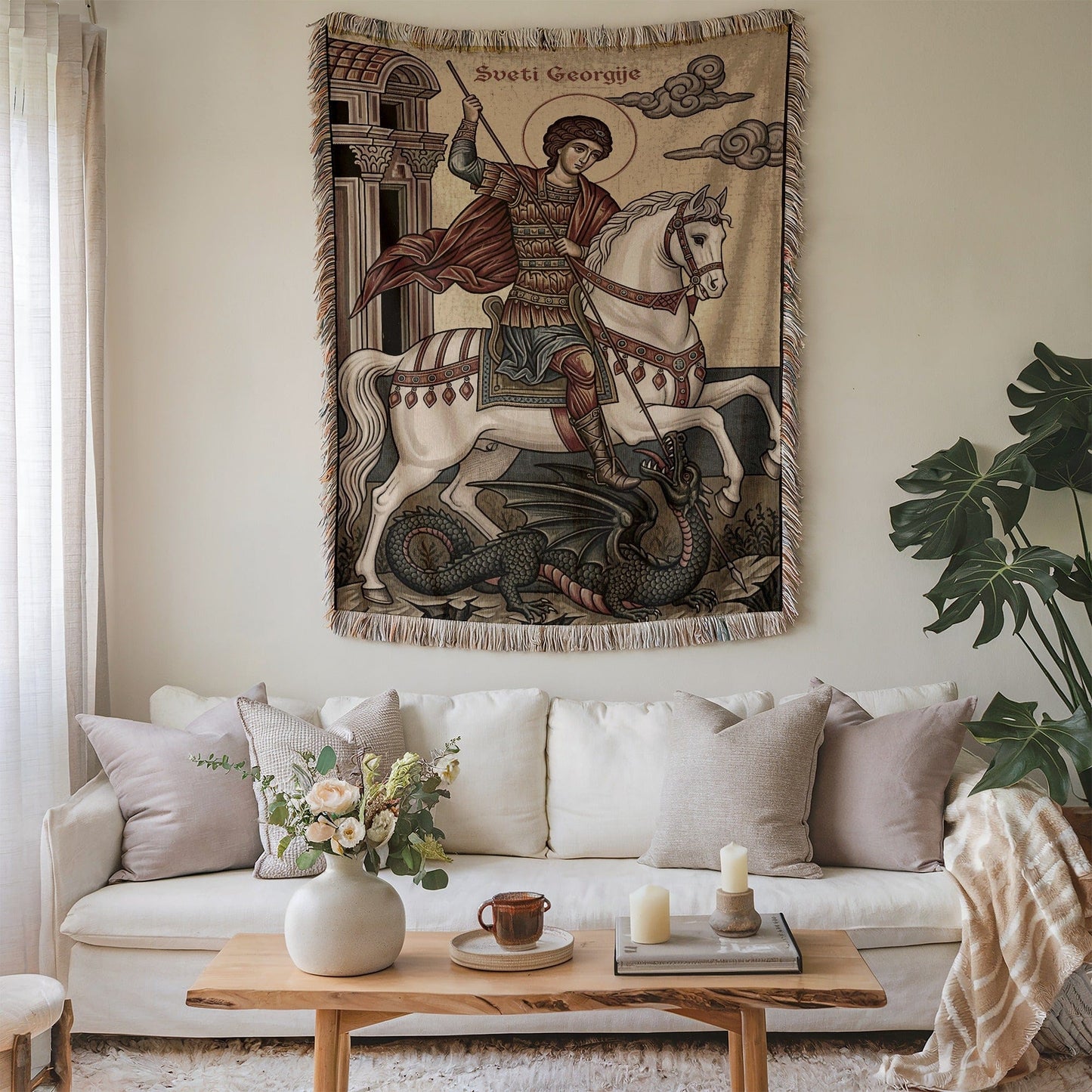 Saint George Slaying Dragon Art Wall Hanging Decor