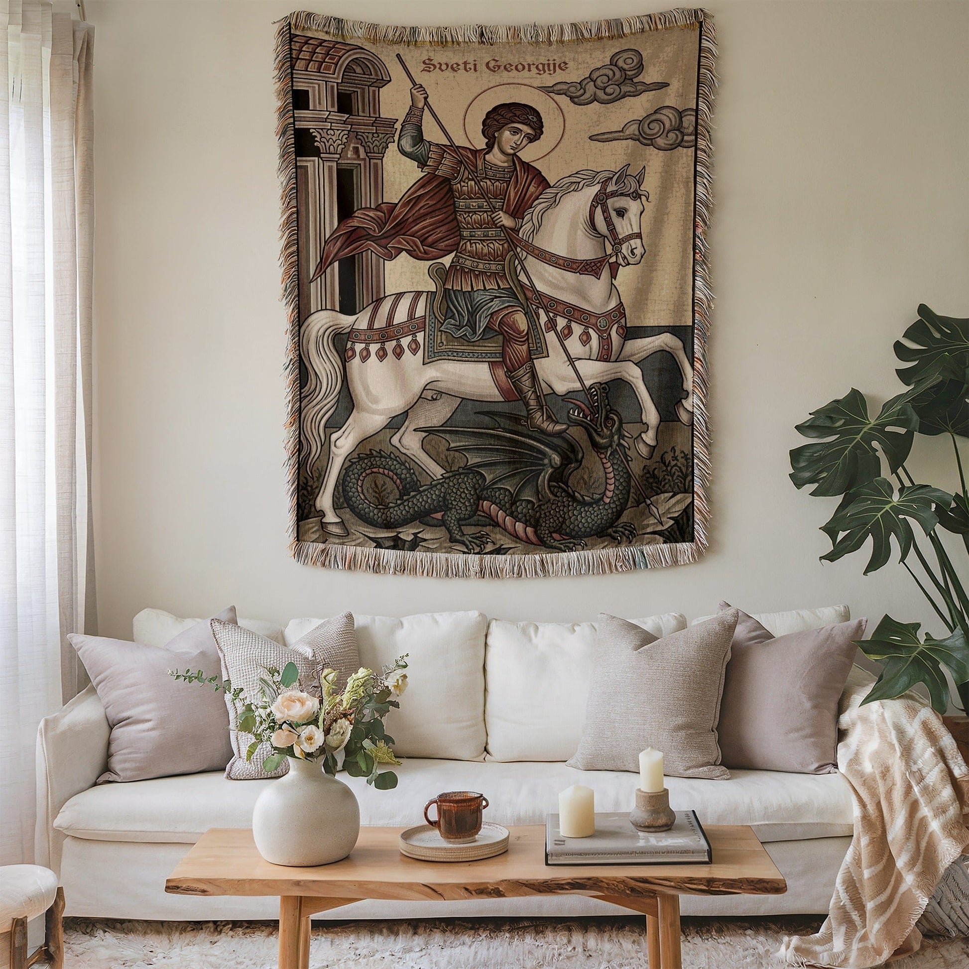 Saint George Slaying Dragon Art Wall Hanging Decor