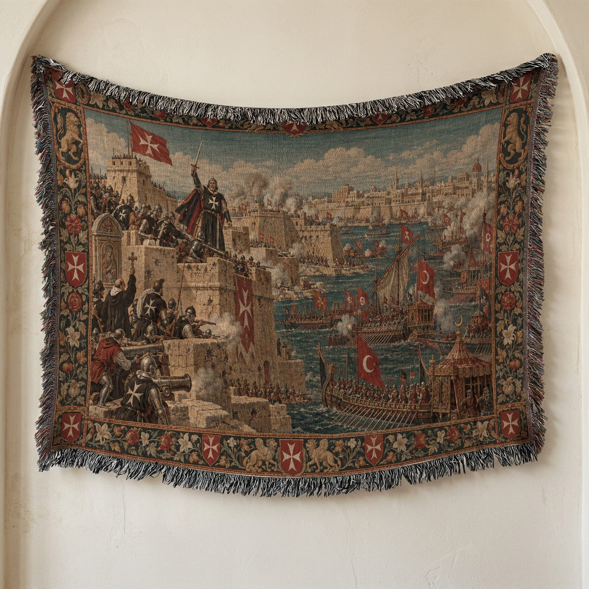 CalmNestStyle Great Siege of Malta 1565 Tapestry Woven Blanket jacquard woven blanket