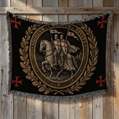 CalmNestStyle Sigillum Militum Xpisti Templar Seal in Silver jacquard woven blanket