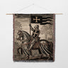 Equestrian Knight With a Banner Medieval Art Style Woven Blanket