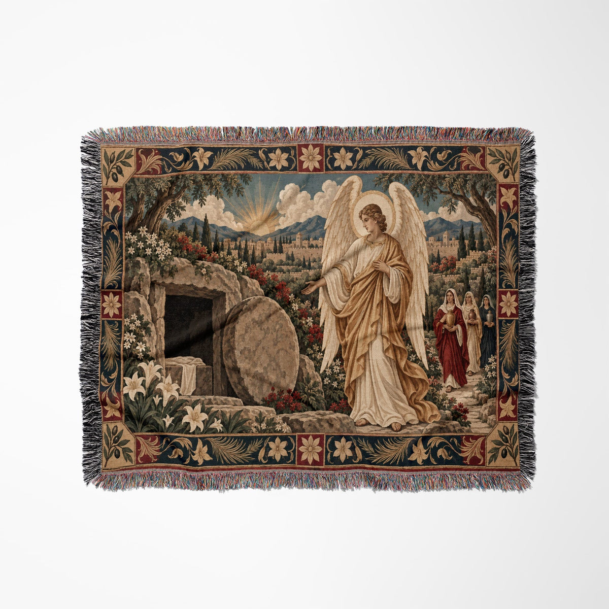 CalmNestStyle Resurrection Morning at the Empty Tomb jacquard woven blanket