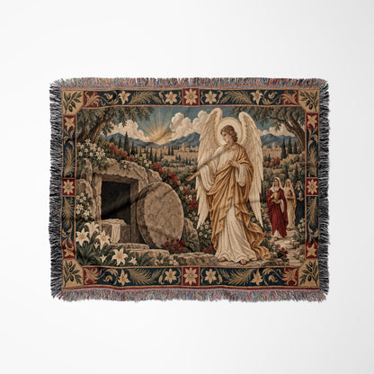 CalmNestStyle Resurrection Morning at the Empty Tomb jacquard woven blanket