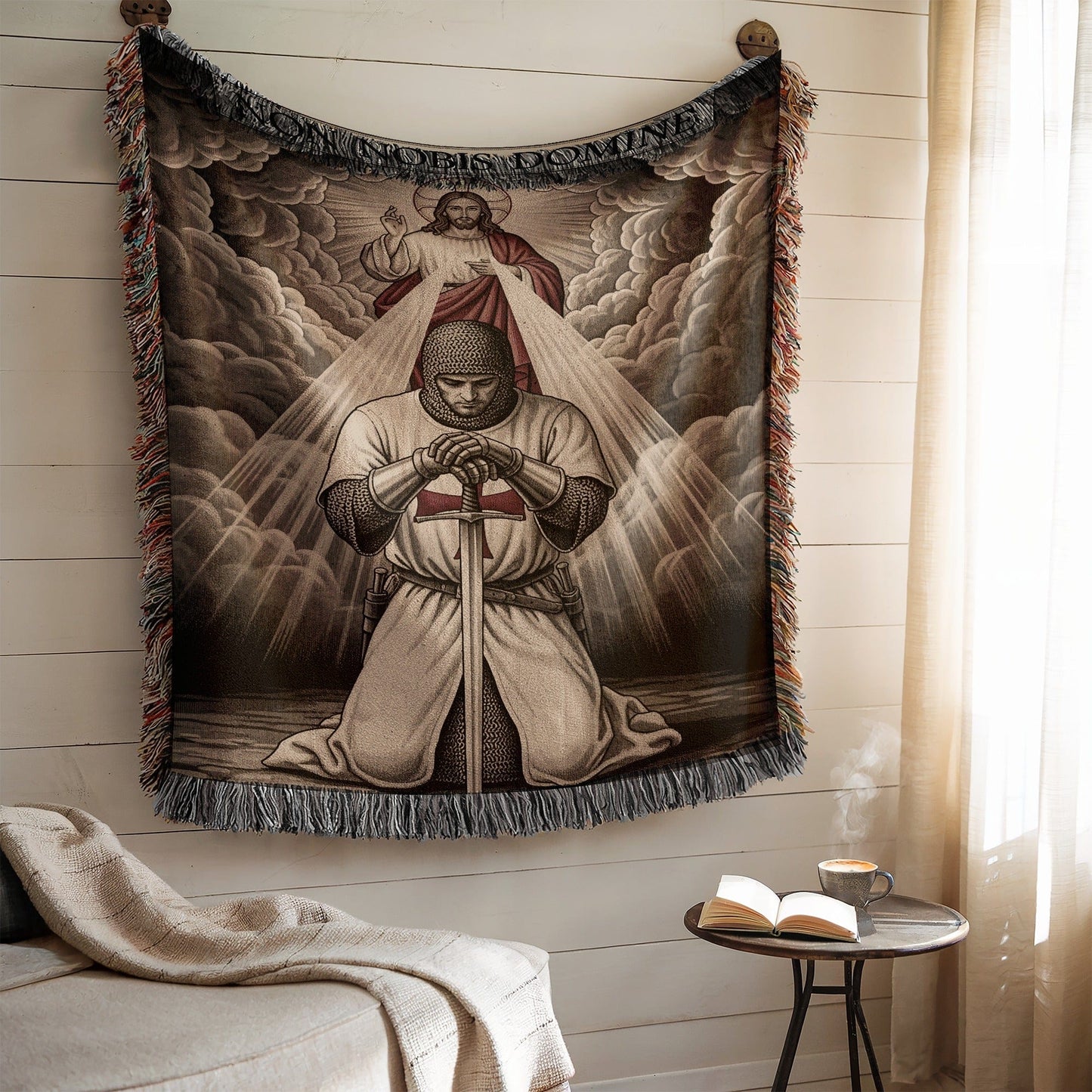 Religious Intricate Artwork Knitted Blanket Tapestry