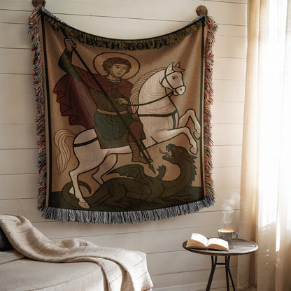 Saint George Slaying Dragon Tapestry Art Piece