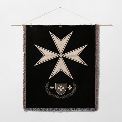 CalmNestStyle Maltese Cross Hospitaller Order Minimalist Woven Blanket jacquard woven blanket