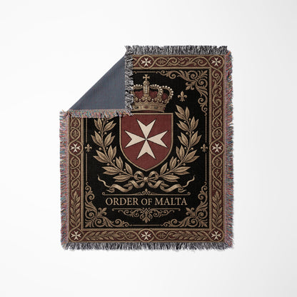CalmNestStyle Order of Malta Laurel Wreath Crest Woven Blanket jacquard woven blanket