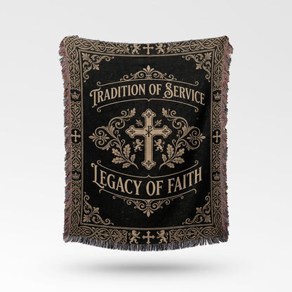CalmNestStyle Tradition of Service Legacy of Faith Cross Woven Blanket jacquard woven blanket
