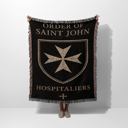 CalmNestStyle Order of Saint John Woven Blanket – Hospitaller Cross jacquard woven blanket