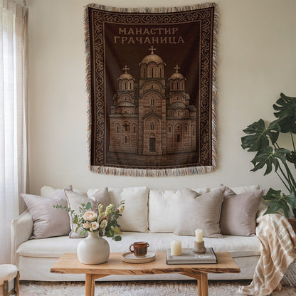 Tapestry Featuring Monastery Design Text Wall Art Decor
