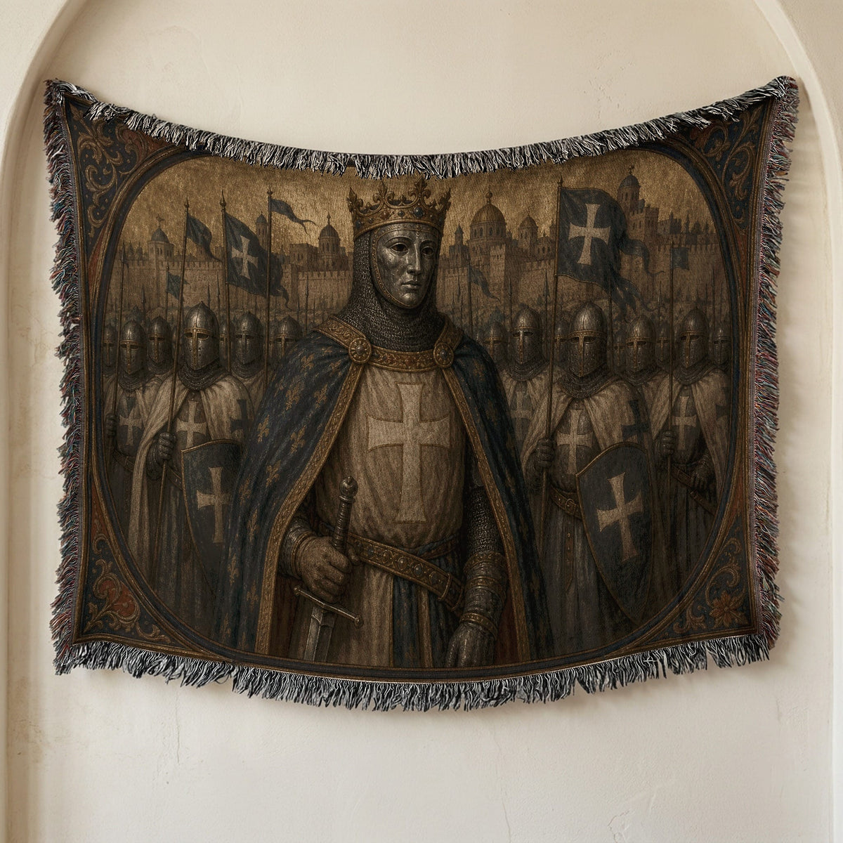 CalmNestStyle Baldwin IV The Crowned King jacquard woven blanket