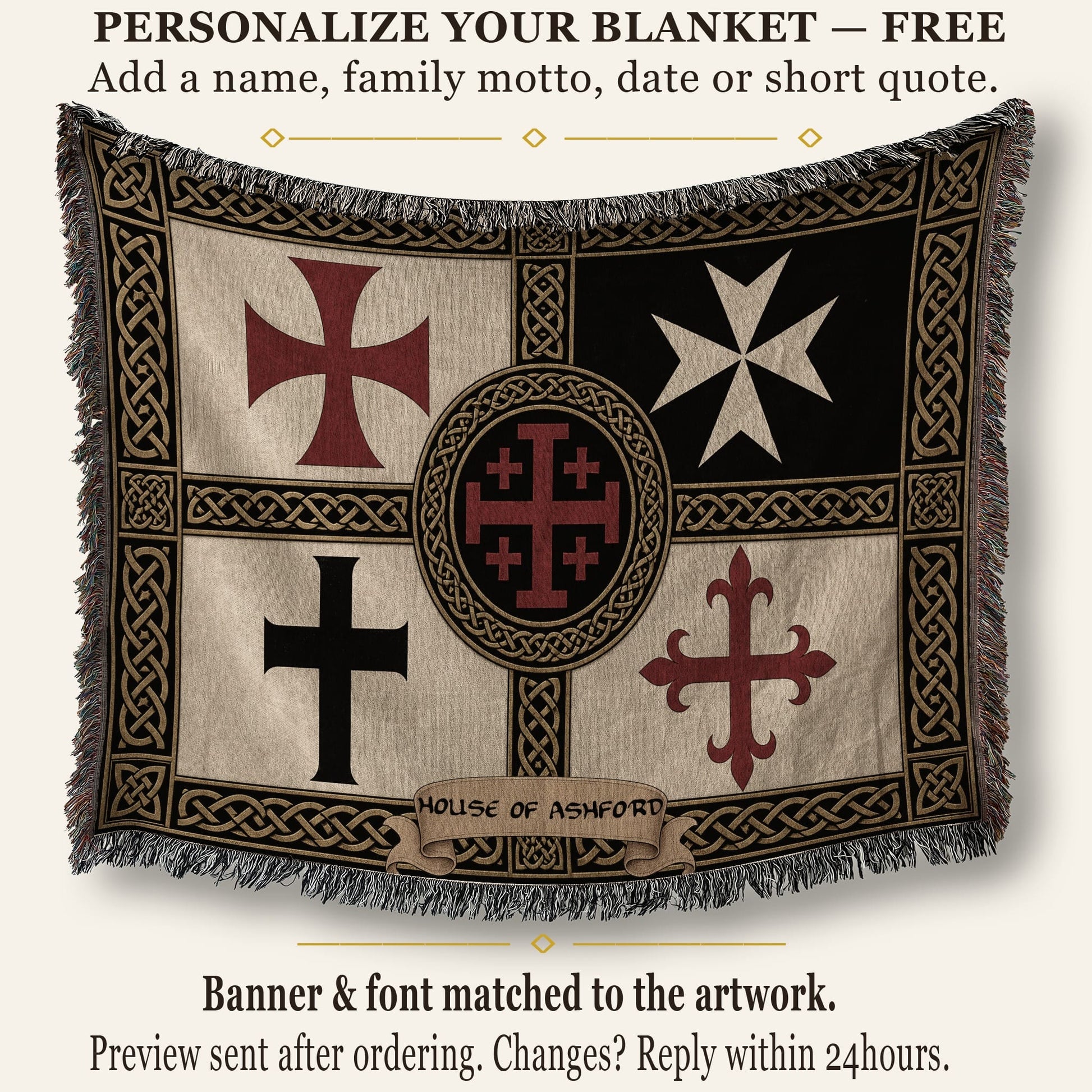 MyDesigns Medieval Wall Hanging – Order of Calatrava & Crusader Knights Woven Blanket jacquard woven blanket