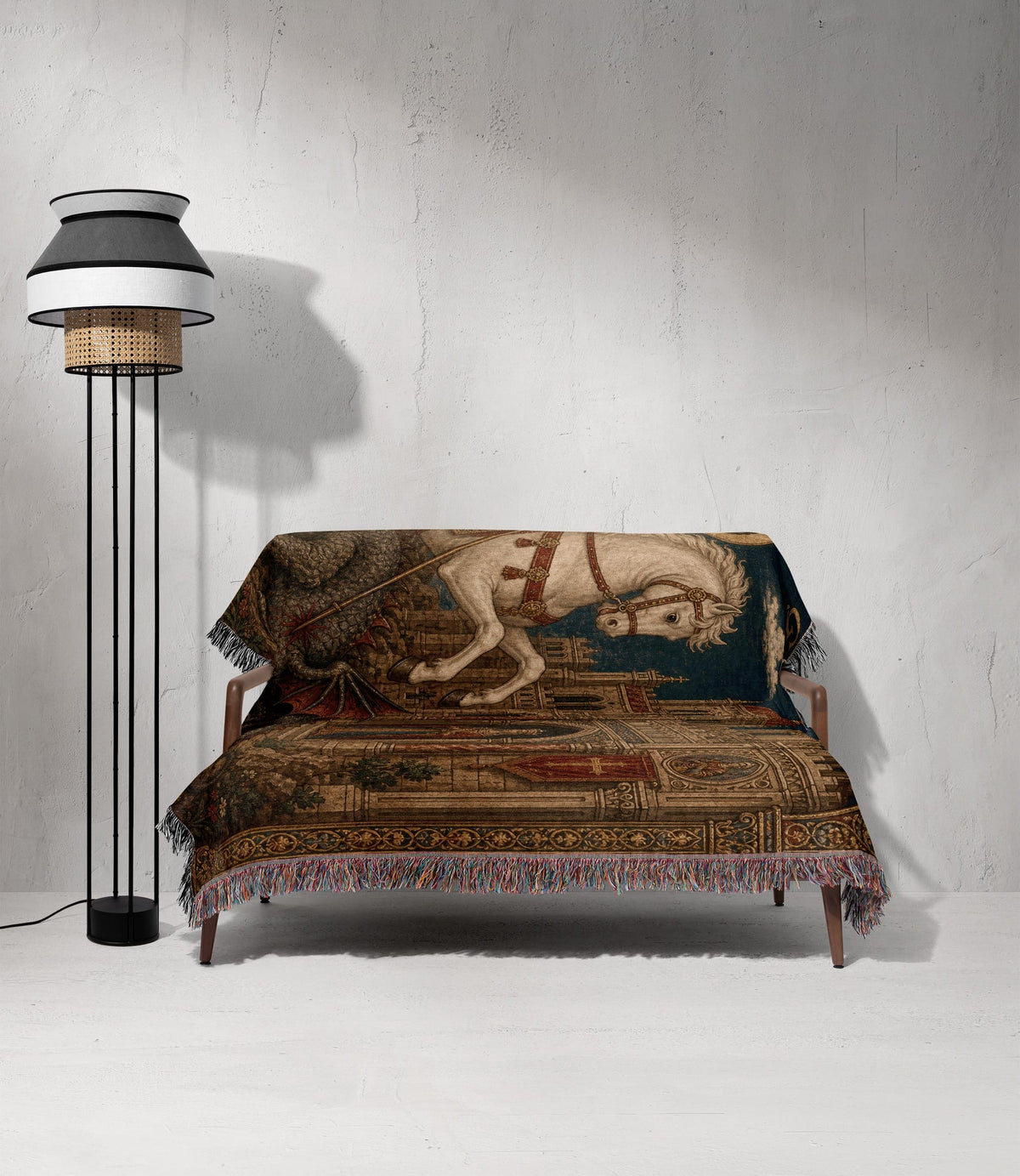 CalmNestStyle Saint George Icon at the Castle jacquard woven blanket