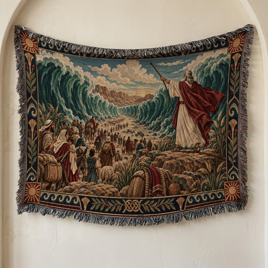 CalmNestStyle Moses and the Exodus Crossing jacquard woven blanket