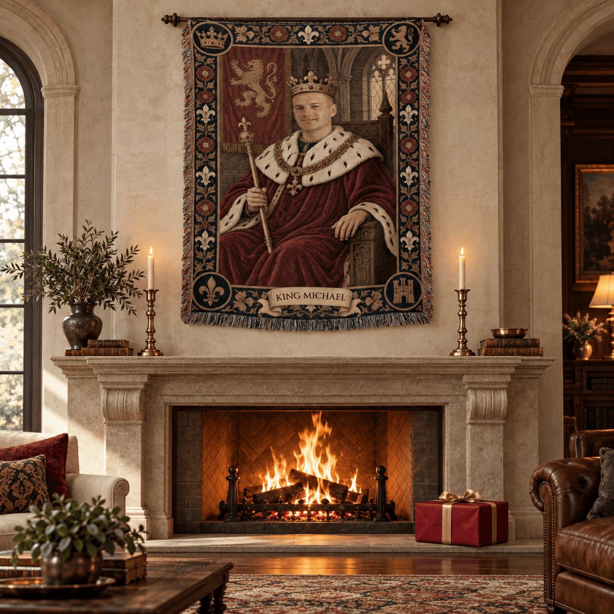 MyDesigns The Crowned King I Your Portrait, Woven jacquard woven blanket