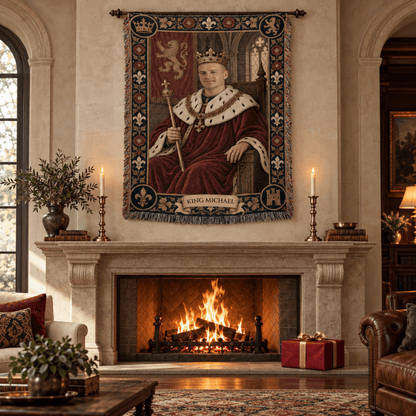MyDesigns The Crowned King I Your Portrait, Woven jacquard woven blanket