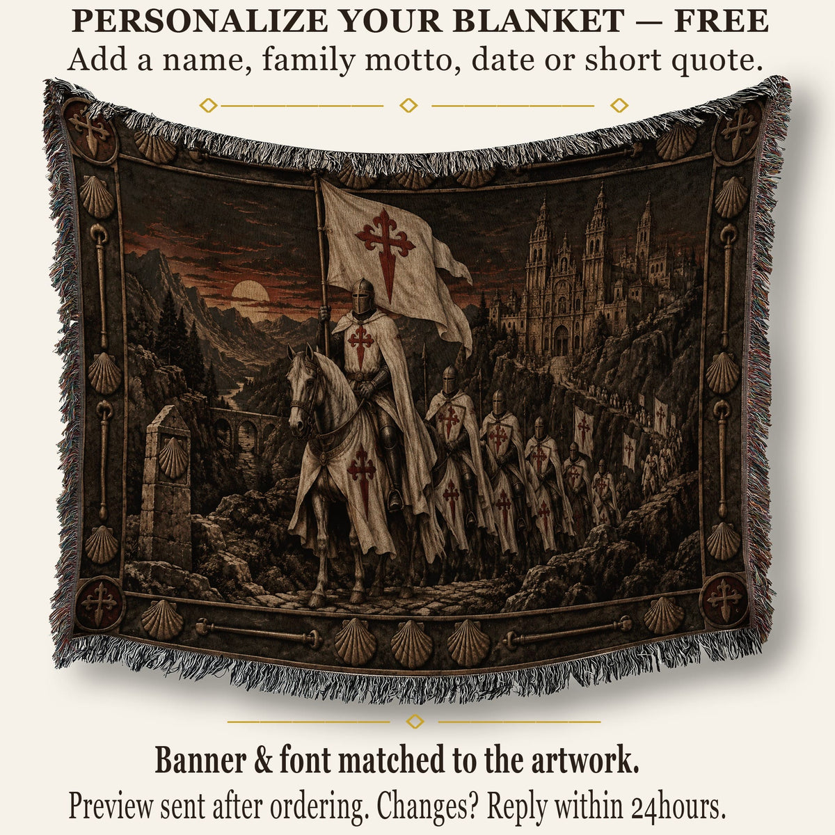 MyDesigns Knights Riding to the Cathedral jacquard woven blanket