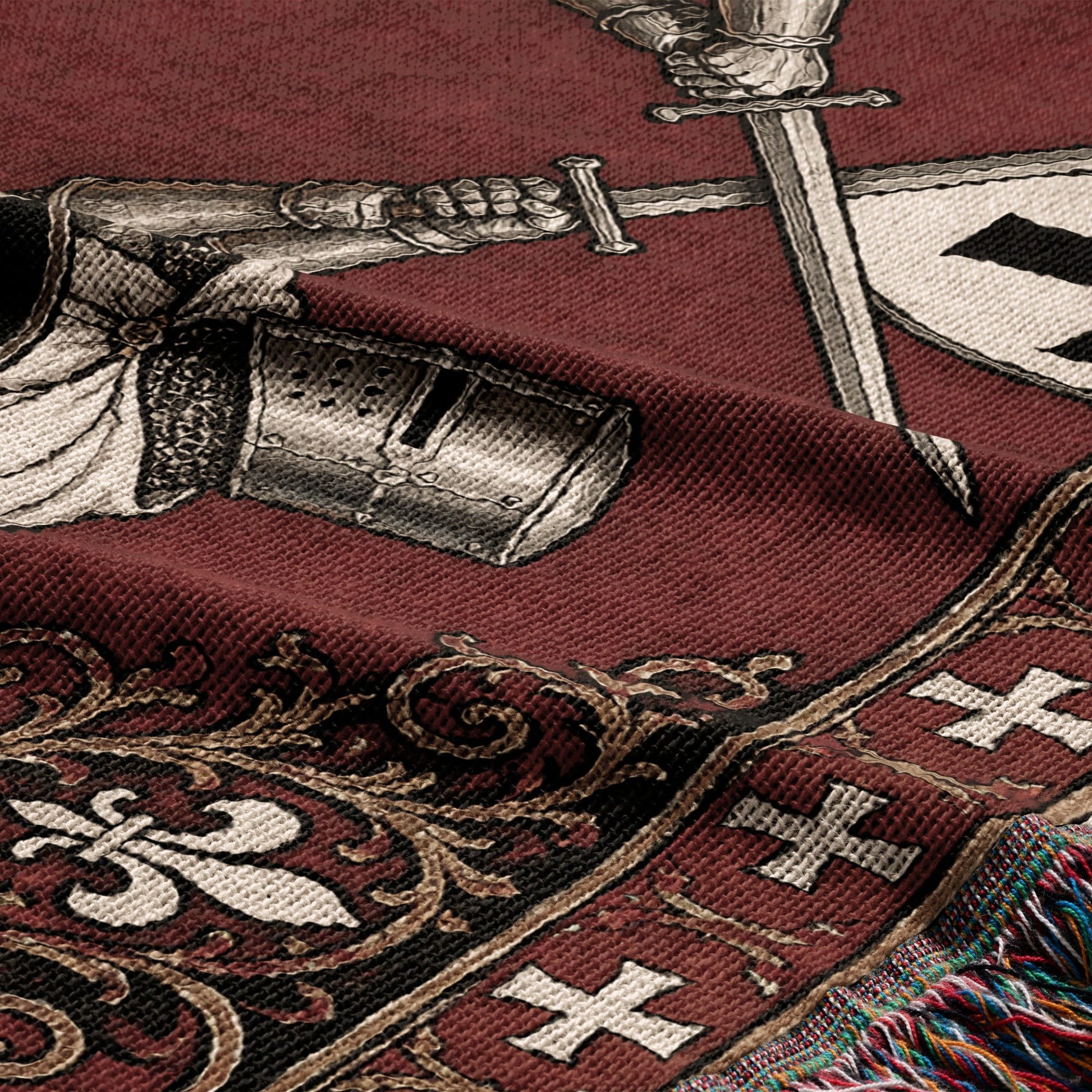 MyDesigns Knight Duel Tapestry Blanket – Knights Templar vs Hospitaller Sword Fight Woven Throw jacquard woven blanket