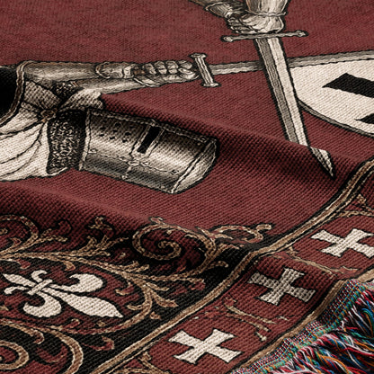 MyDesigns Knight Duel Tapestry Blanket – Knights Templar vs Hospitaller Sword Fight Woven Throw jacquard woven blanket