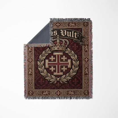 CalmNestStyle Regal Crown & Laurel Deus Vult Woven Blanket jacquard woven blanket