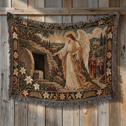 CalmNestStyle Angel at the Empty Tomb jacquard woven blanket