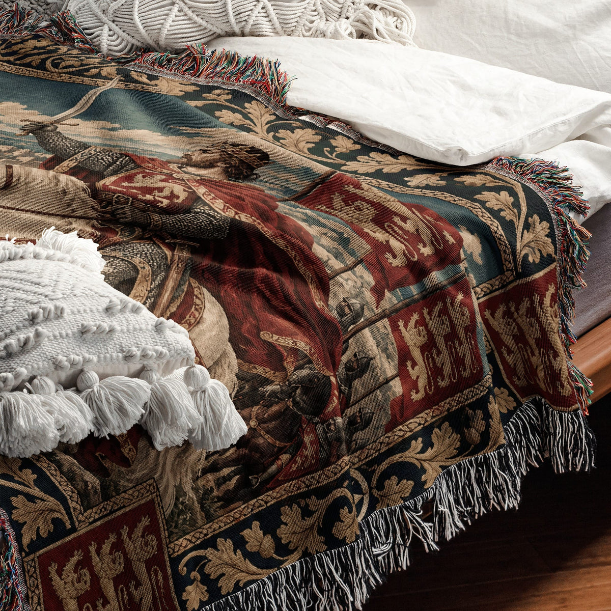 CalmNestStyle Richard the Lionheart Charging jacquard woven blanket