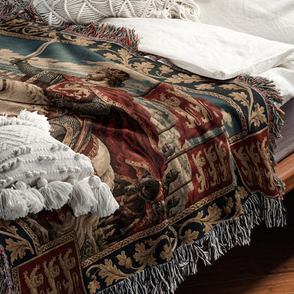 CalmNestStyle Richard the Lionheart Charging jacquard woven blanket