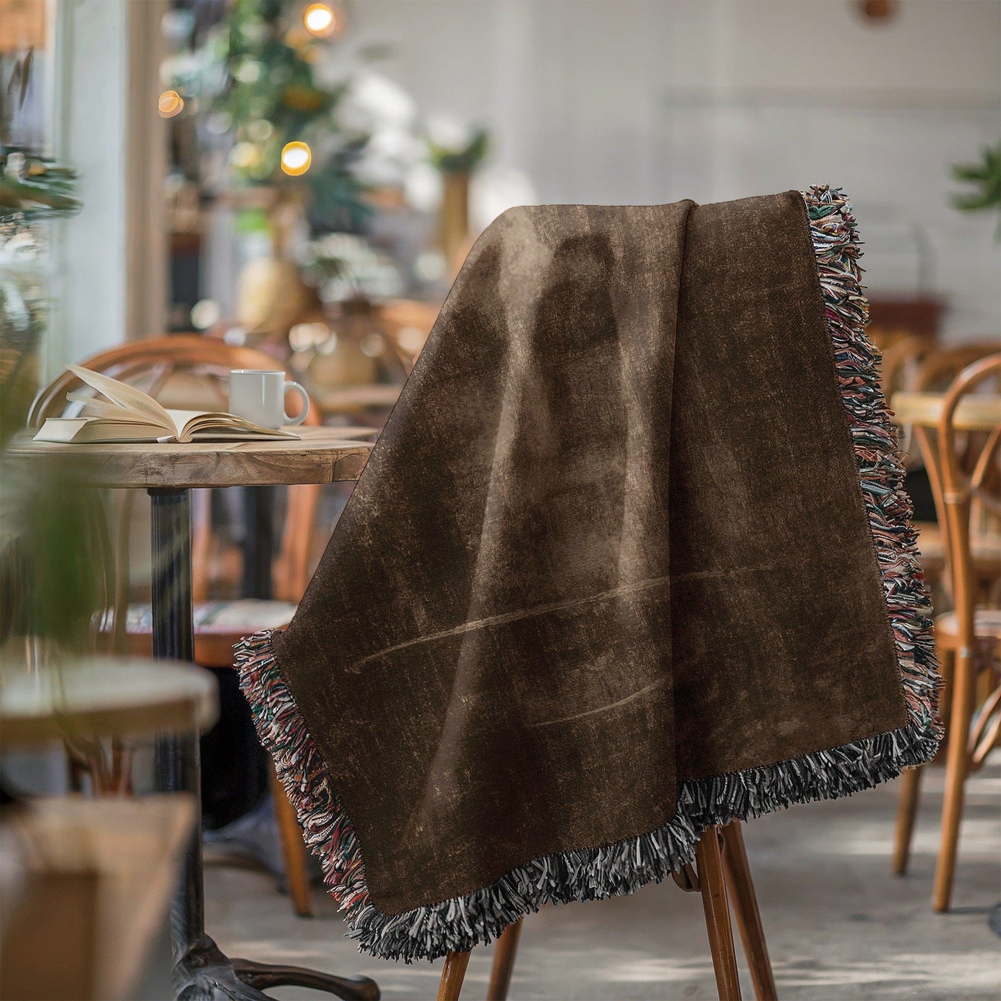 Cozy Soft Knit Throw Blanket with Colorful Fringe