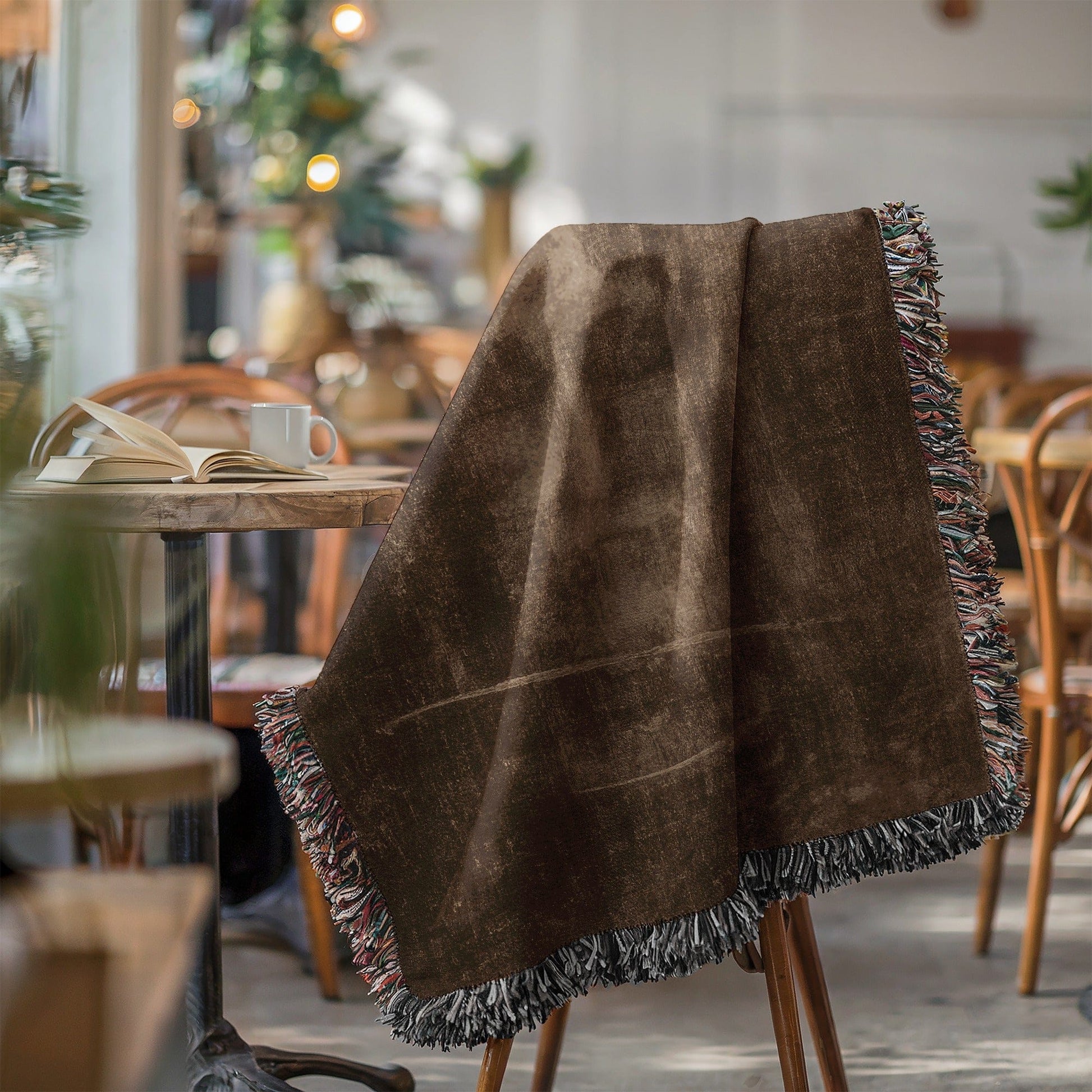 Cozy Soft Knit Throw Blanket with Colorful Fringe