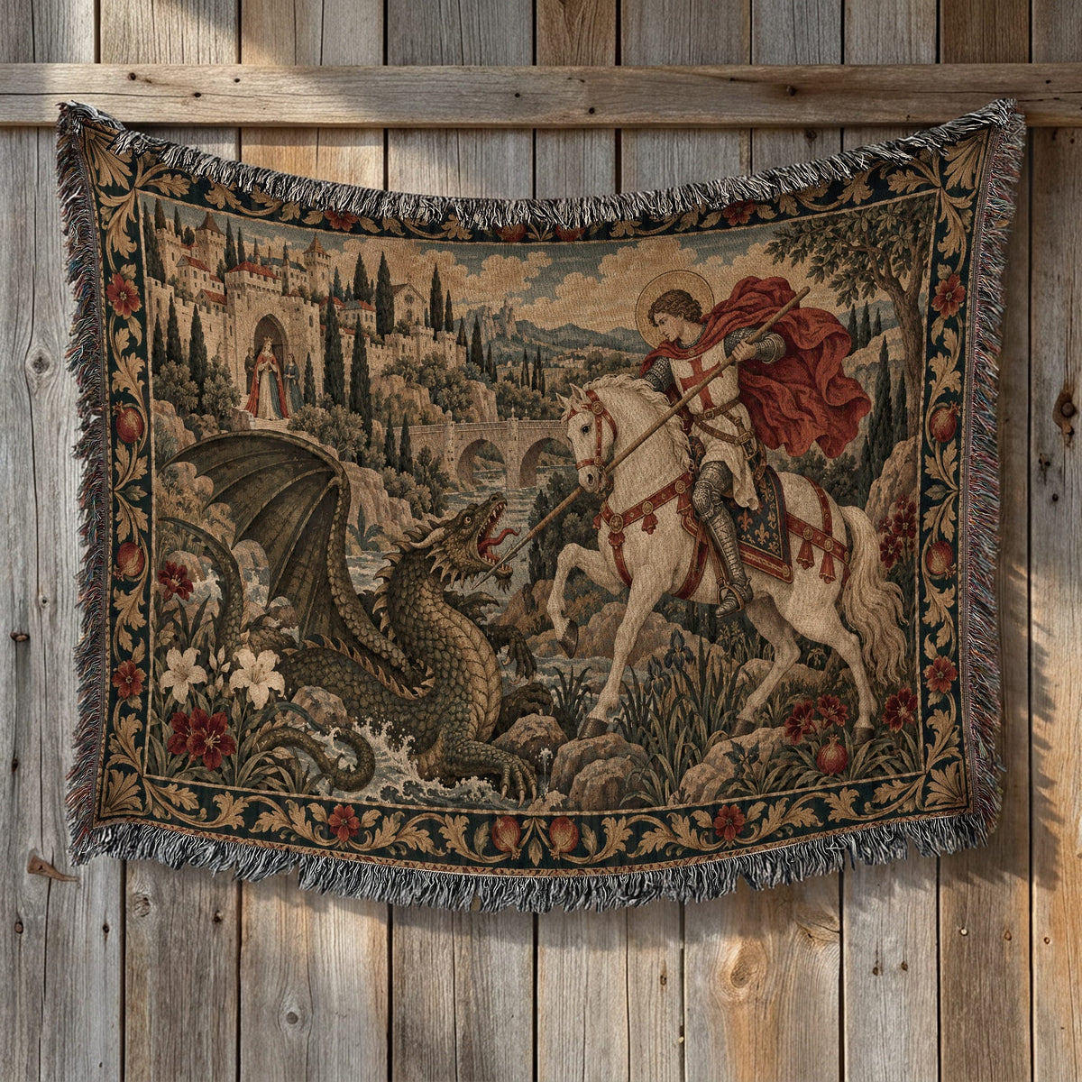 CalmNestStyle Saint George At the River jacquard woven blanket