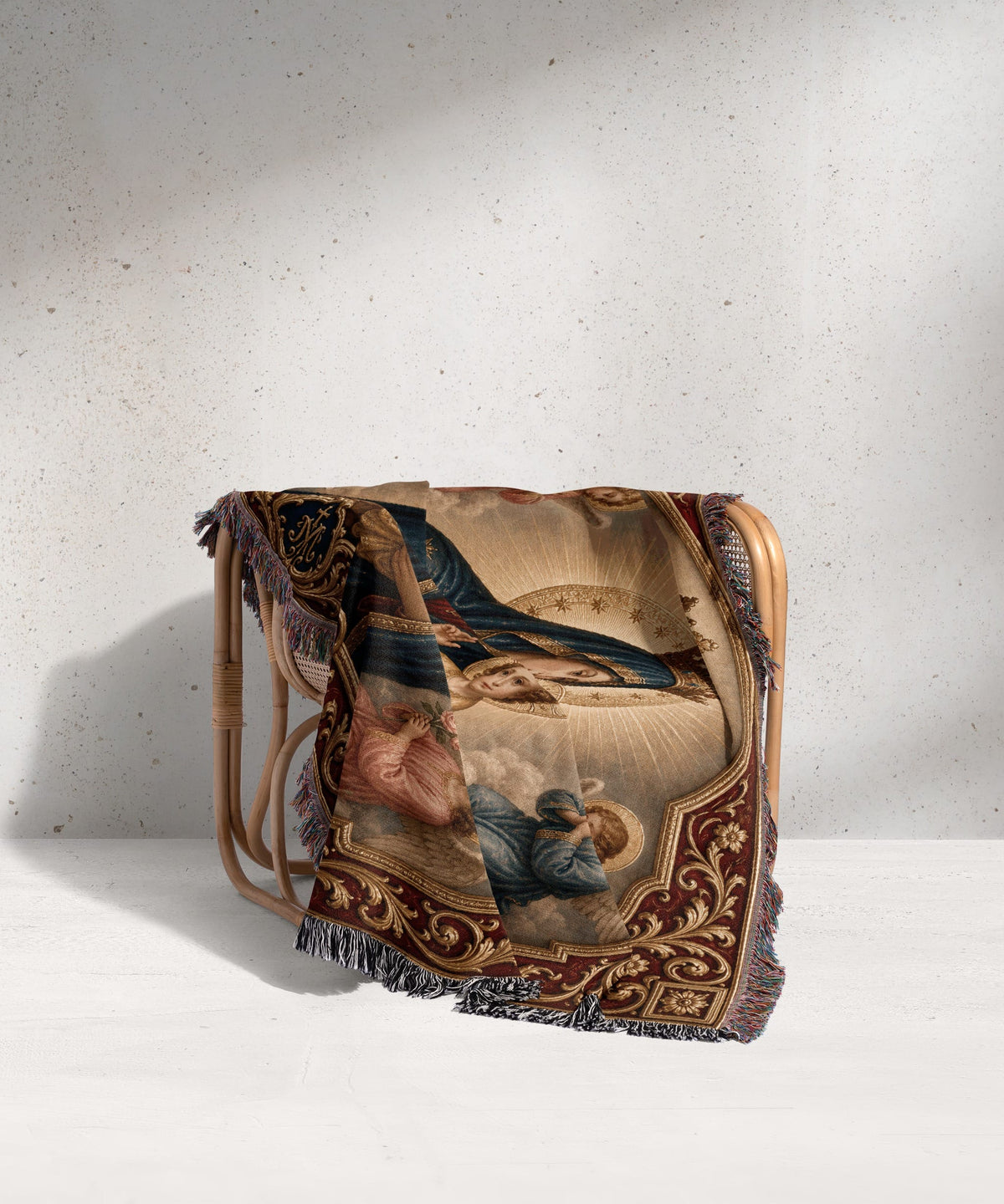 CalmNestStyle Mary, Queen of Heaven jacquard woven blanket