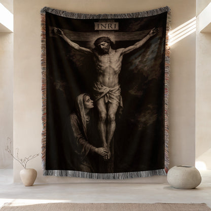 Mesmerizing Crucifixion Scene INRI Jesus Wall Hanging